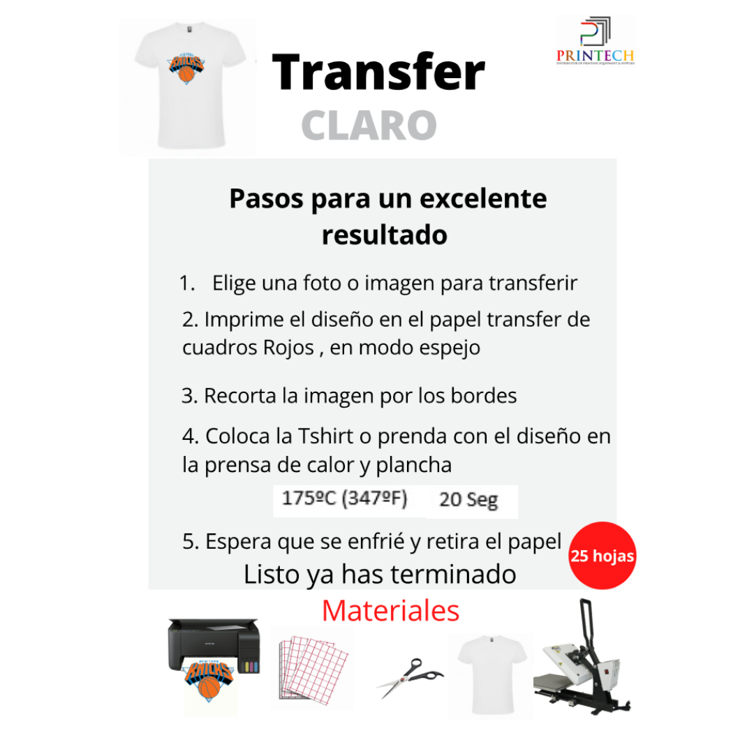 Papel Transfer A4 para Telas Claras Pack x 10 Hojas – SubliStore