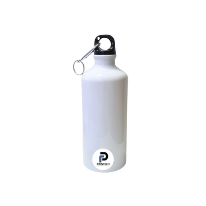 Botella con capacidad de 600 ml, color blanco, tipo deportiva y material aluminio