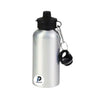 Botella con capacidad de 600 ml, color plata, tipo deportiva y material aluminio