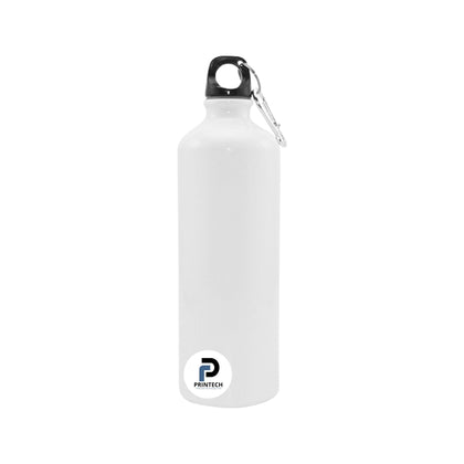 Botella con capacidad de 750 ml, color blanco, tipo deportiva y material aluminio