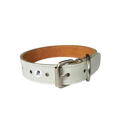 Collar con tamaño de S, color blanco, tipo correa y uso mascota