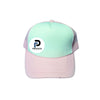 Gorra con tamaño de Ajustable, color blanco, tipo maya y base rosa