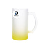 Jarra con capacidad de 16 oz, color amarillo, tipo cervecera y acabado frozed