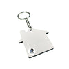Llavero con forma de Casita, color blanco, material acero y correa negra
