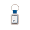 Llavero con forma de Rectangular, color azul, material acero y correa azul