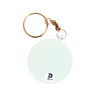 Llavero con forma de redondo, color blanco y material acero