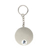 Llavero con forma de redondo, color plata y material acero