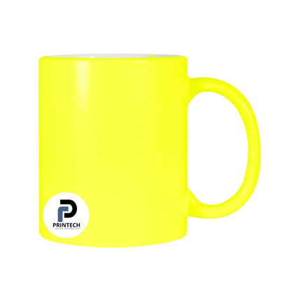 Taza con capacidad de 11 oz, color amarillo, tipo neón y material cerámica