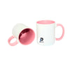 Taza con capacidad de 11 oz, color blanco, inner rosa y material cerámica