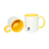 Taza con capacidad de 11 oz, color blanco, inner amarillo y material cerámica