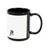Taza con capacidad de 11 oz, parche blanco, inner negro y material cerámica