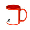 Taza con capacidad de 11 oz, parche blanco, inner rojo y material cerámica
