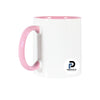 Taza con capacidad de 11 oz, color blanco, inner rosa y material cerámica