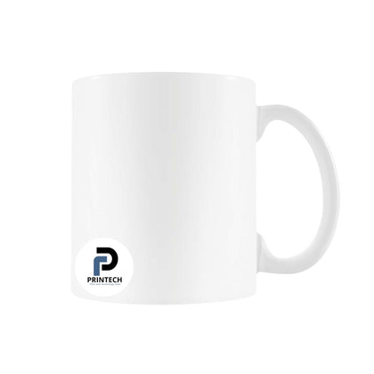 Taza con capacidad de 11 oz, color blanco, forma cilindrica y material cerámica