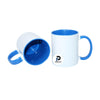 Taza con capacidad de 11 oz, color blanco, inner celeste y material cerámica