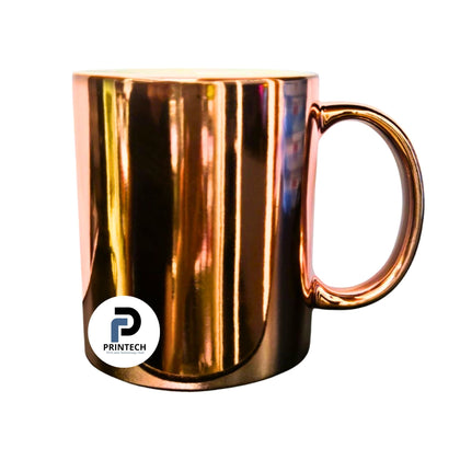 Taza con capacidad de 11 oz, color cobre, tipo espejo y material cerámica