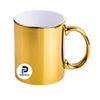 Taza con capacidad de 11 oz, color gold, tipo metalizada y material cerámica