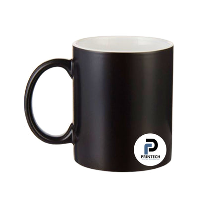 Taza con capacidad de 11 oz, color negro mate, tipo mágica y inner blanco