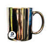 Taza con capacidad de 11 oz, color plata, tipo espejo y material cerámica