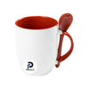 Taza con capacidad de 11 oz, color rojo, accesorio cucharita y material cerámica